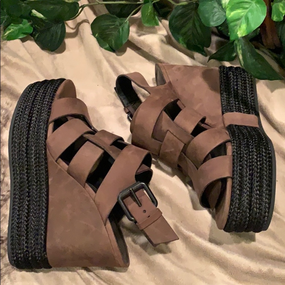 All Saints Marzee Two Tone Platform Wedge Sandal - Picture 15 of 16